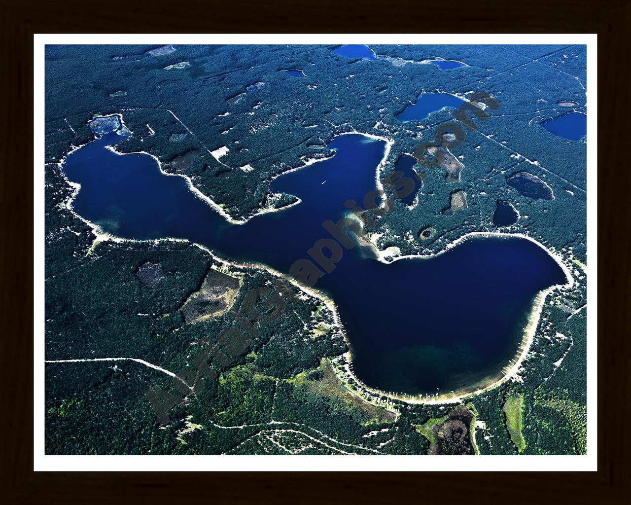 Aerial image of [5614] Big Star Lake in Lake, MI with Black Wood frame