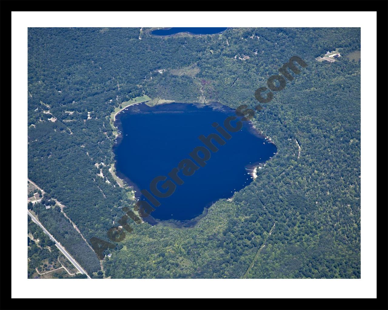 Aerial image of [5615] Pickerel Lake in Newaygo, MI with Black Metal frame