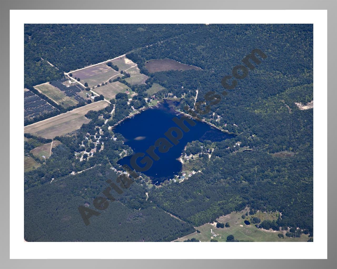 Aerial image of [5616] Pettibone Lake in Newaygo, MI with Silver Metal frame