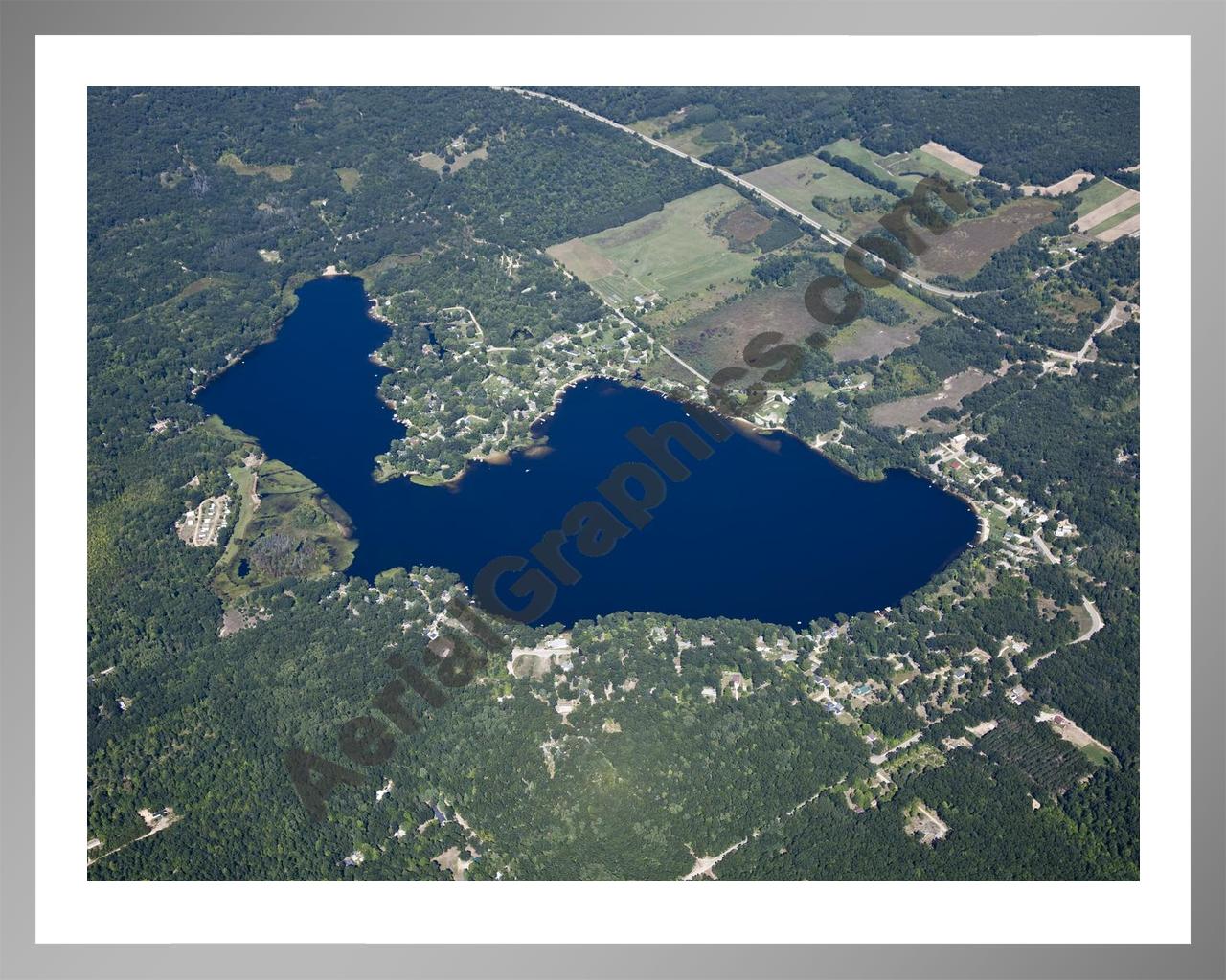 Aerial image of [5618] Diamond Lake in Newaygo, MI with Silver Metal frame