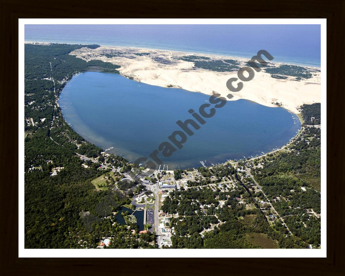 Aerial image of [5622] Silver  Lake in Oceana, MI with Black Wood frame