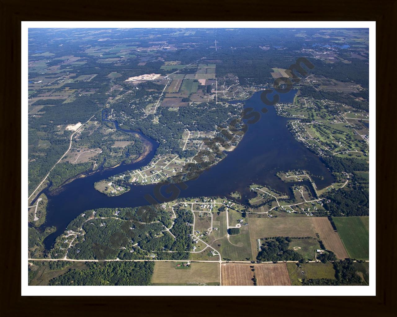 Aerial image of [5624] Lake Isabella in Isabella, MI with Black Wood frame