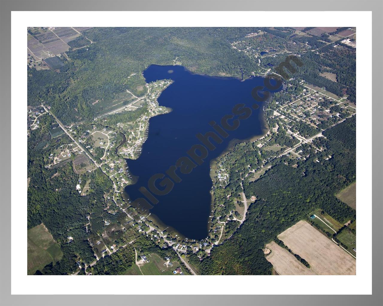 Aerial image of [5625] Coldwater Lake in Isabella, MI with Silver Metal frame