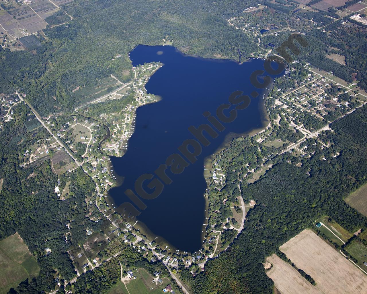 Aerial image of [5625] Coldwater Lake in Isabella, MI with Canvas Wrap frame