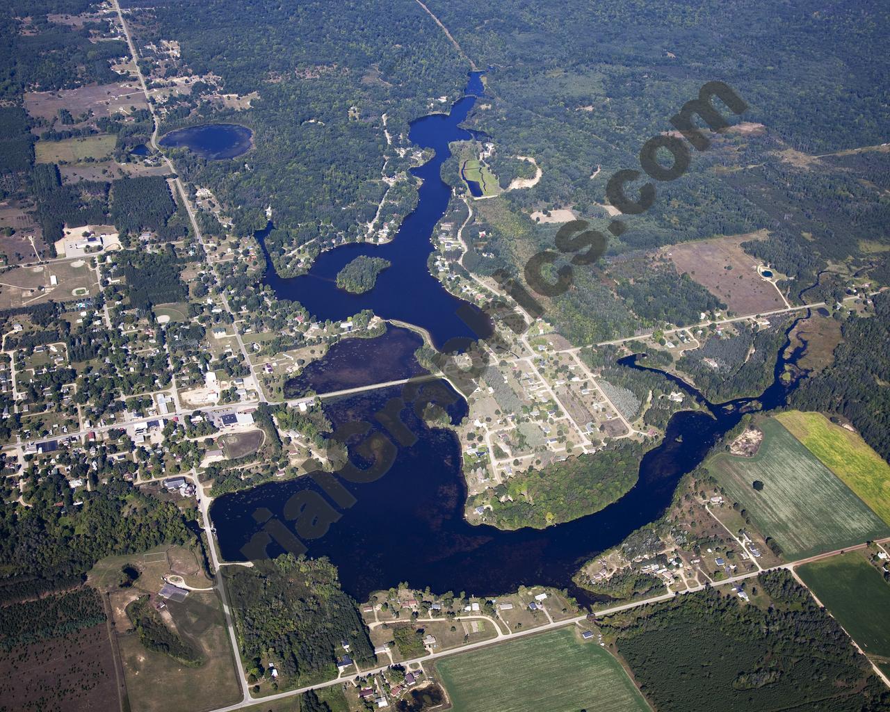 Aerial image of [5626] Lake of the Hills in Isabella, MI with Canvas Wrap frame