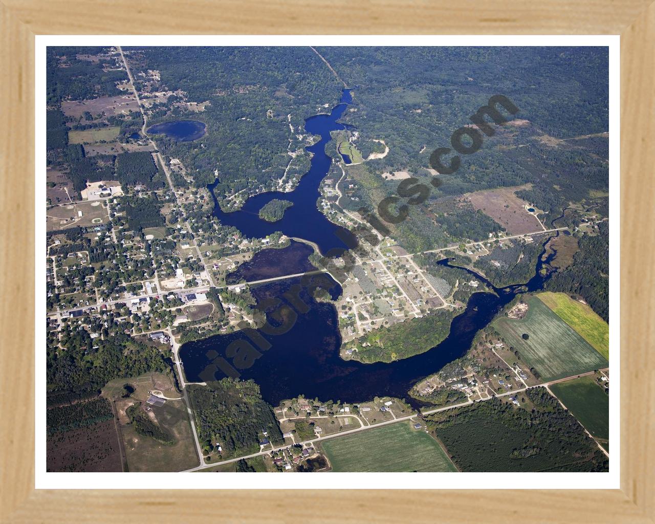 Aerial image of [5626] Lake of the Hills in Isabella, MI with Natural Wood frame