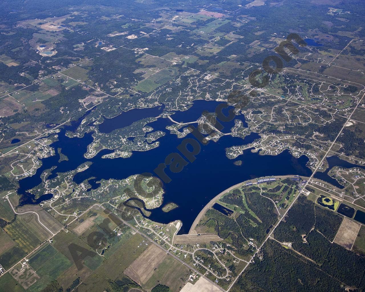 Aerial image of [5627] Lake Lancer in Gladwin, MI with Canvas Wrap frame