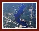 Aerial image of [5630] Sanford Lake in Midland, MI with Cherry Wood frame