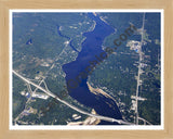 Aerial image of [5630] Sanford Lake in Midland, MI with Natural Wood frame