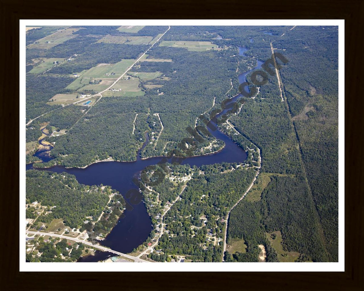 Aerial image of [5634] Smallwood Lake, North in Gladwin, MI with Black Wood frame