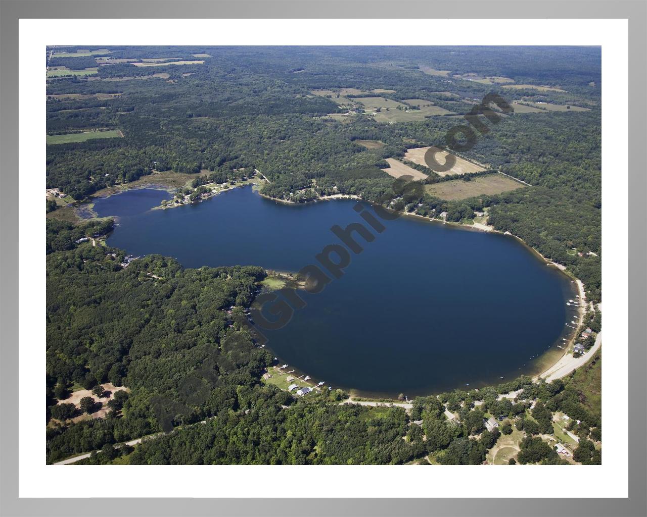 Aerial image of [5636] School Section Lake in Oceana, MI with Silver Metal frame