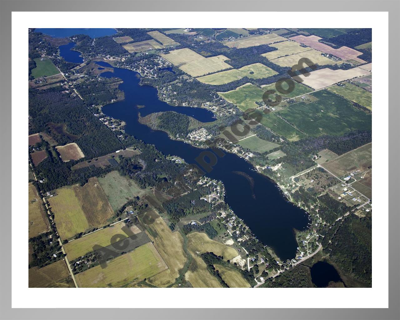 Aerial image of [5637] Long Lake in Hillsdale, MI with Silver Metal frame