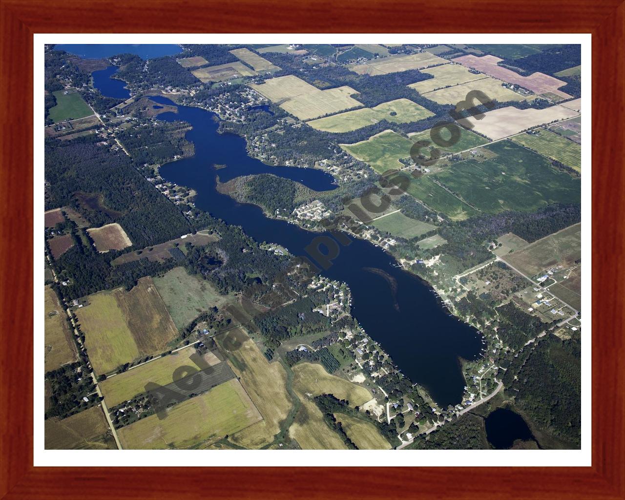 Aerial image of [5637] Long Lake in Hillsdale, MI with Cherry Wood frame