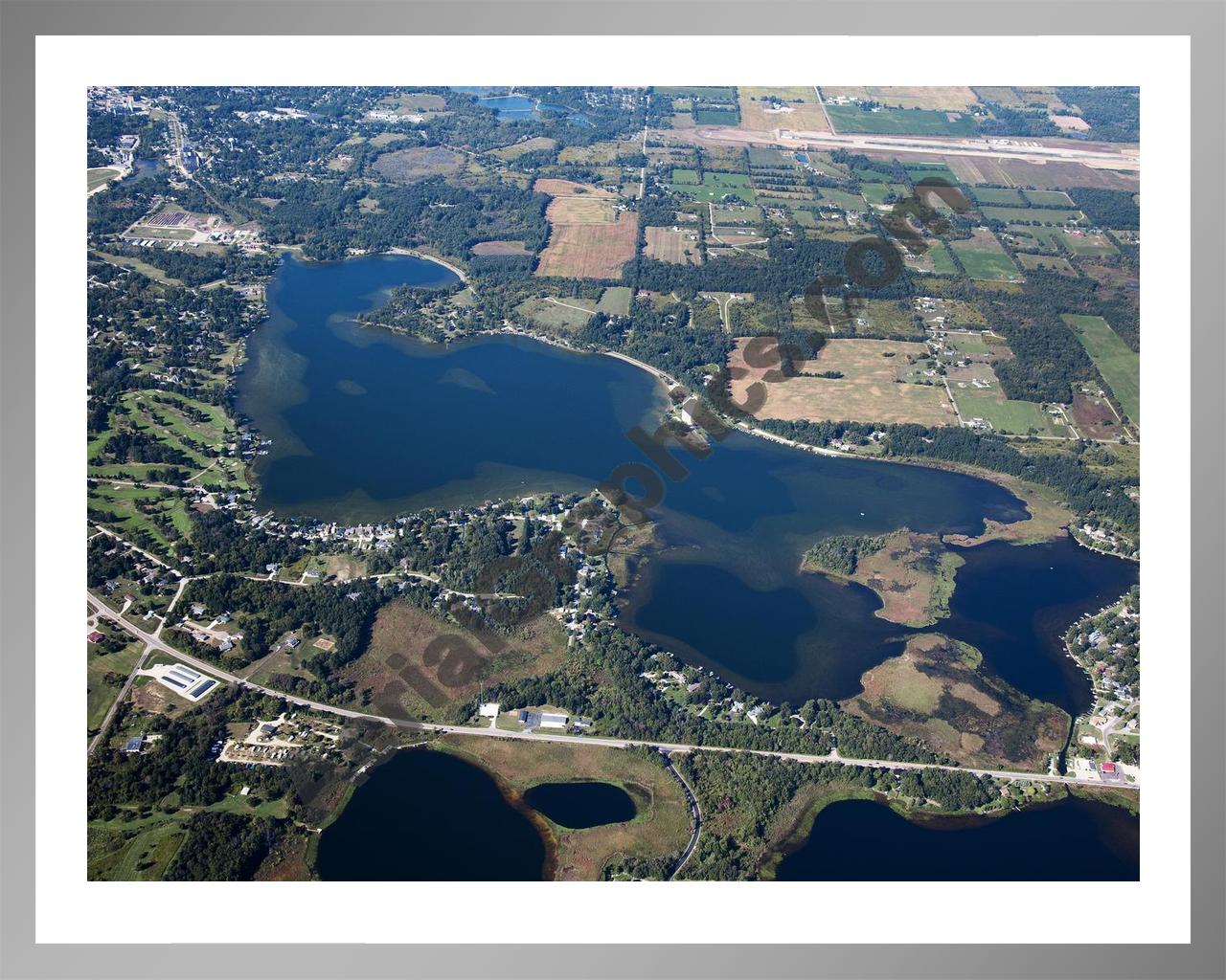 Aerial image of [5640] Baw Beese Lake in Hillsdale, MI with Silver Metal frame