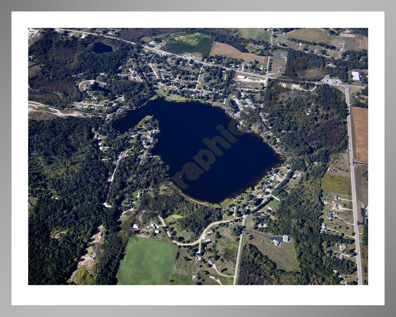 Aerial image of [5642] Pleasant Lake in Hillsdale, MI with Silver Metal frame