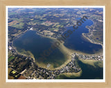 Aerial image of [5643] Devils Lake in Lenawee, MI with Natural Wood frame