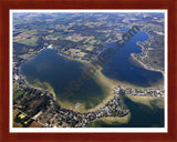 Aerial image of [5643] Devils Lake in Lenawee, MI with Cherry Wood frame