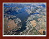 Aerial image of [5647] Columbia Lake in Jackson, MI with Cherry Wood frame