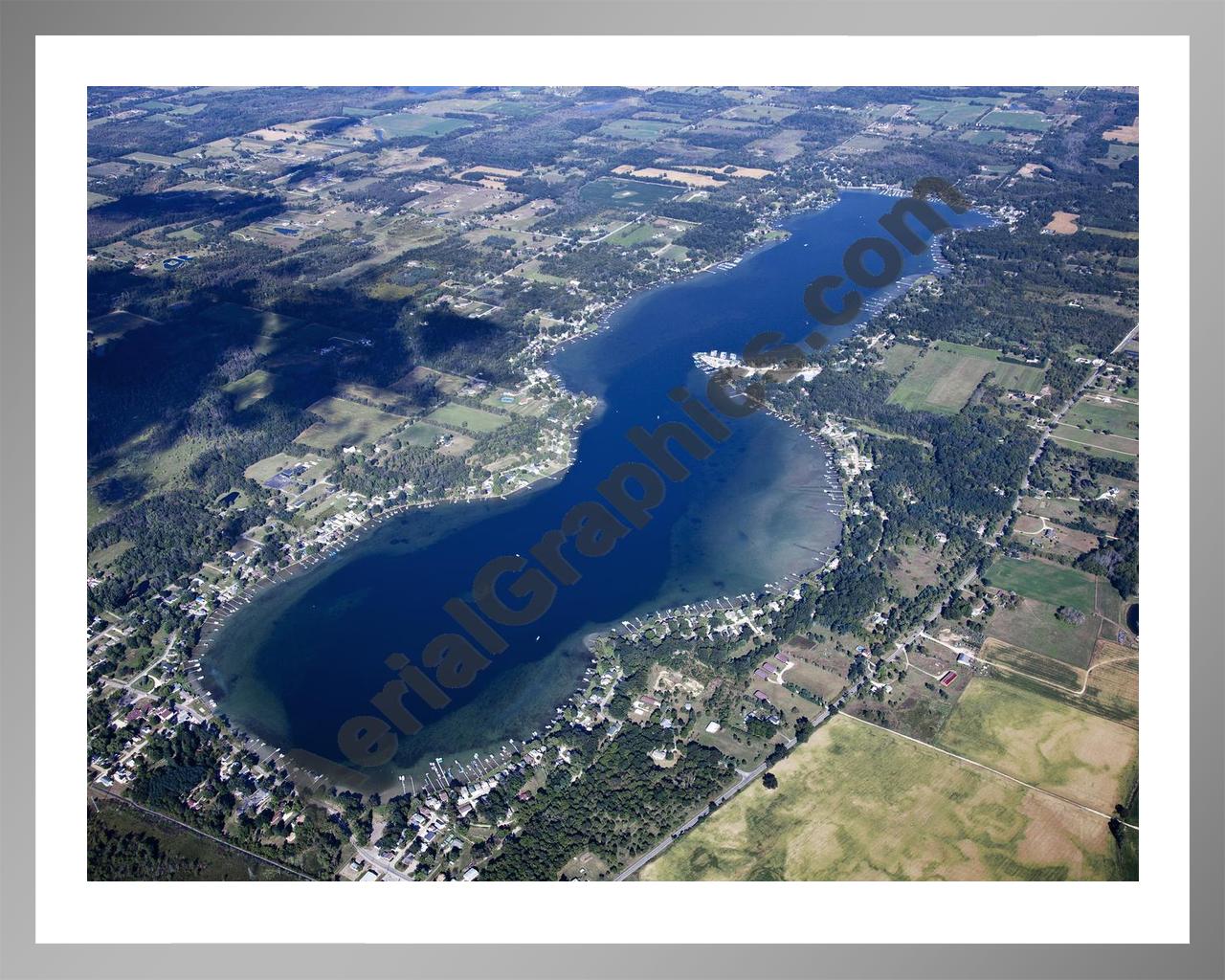 Aerial image of [5648] Clark Lake  in Jackson, MI with Silver Metal frame