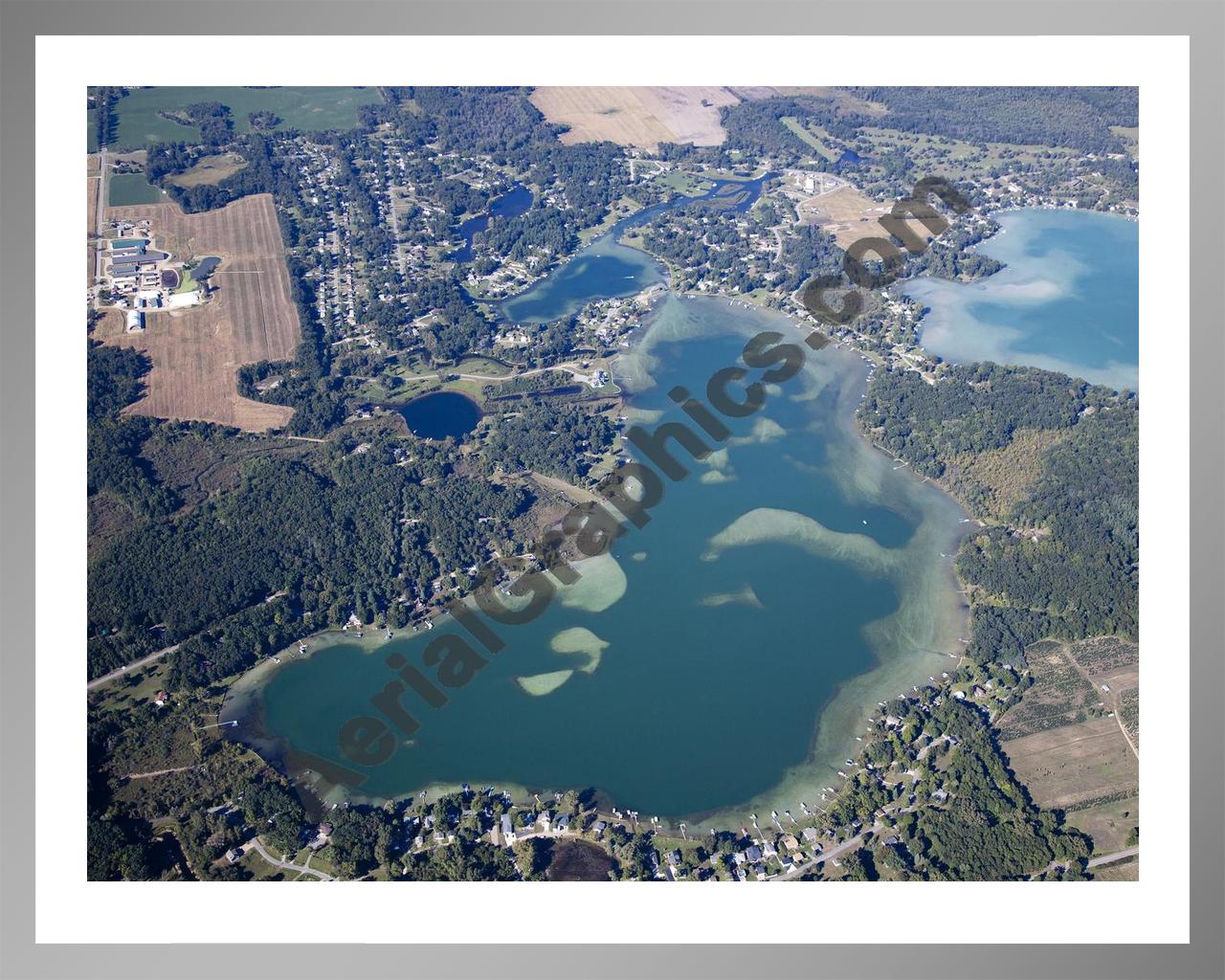 Aerial image of [5651] Farwell Lake in Jackson, MI with Silver Metal frame