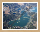 Aerial image of [5651] Farwell Lake in Jackson, MI with Natural Wood frame