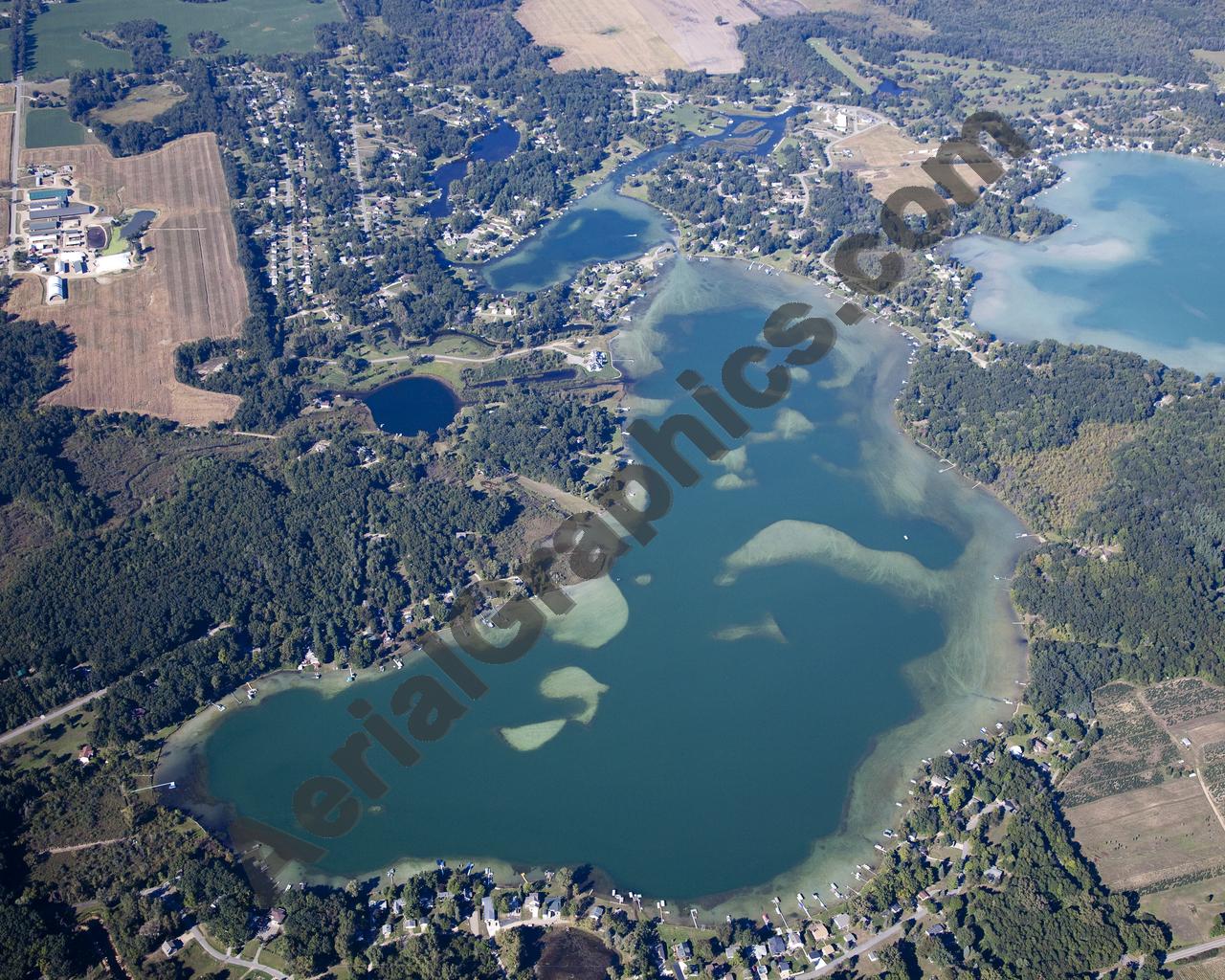 Aerial image of [5651] Farwell Lake in Jackson, MI with Canvas Wrap frame