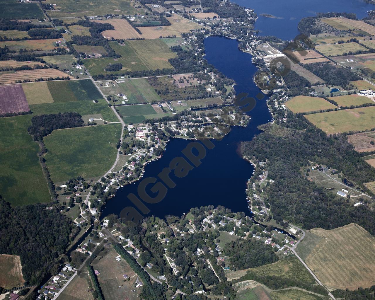 Aerial image of [5653] Lake Bartholomew in Branch, MI with Canvas Wrap frame