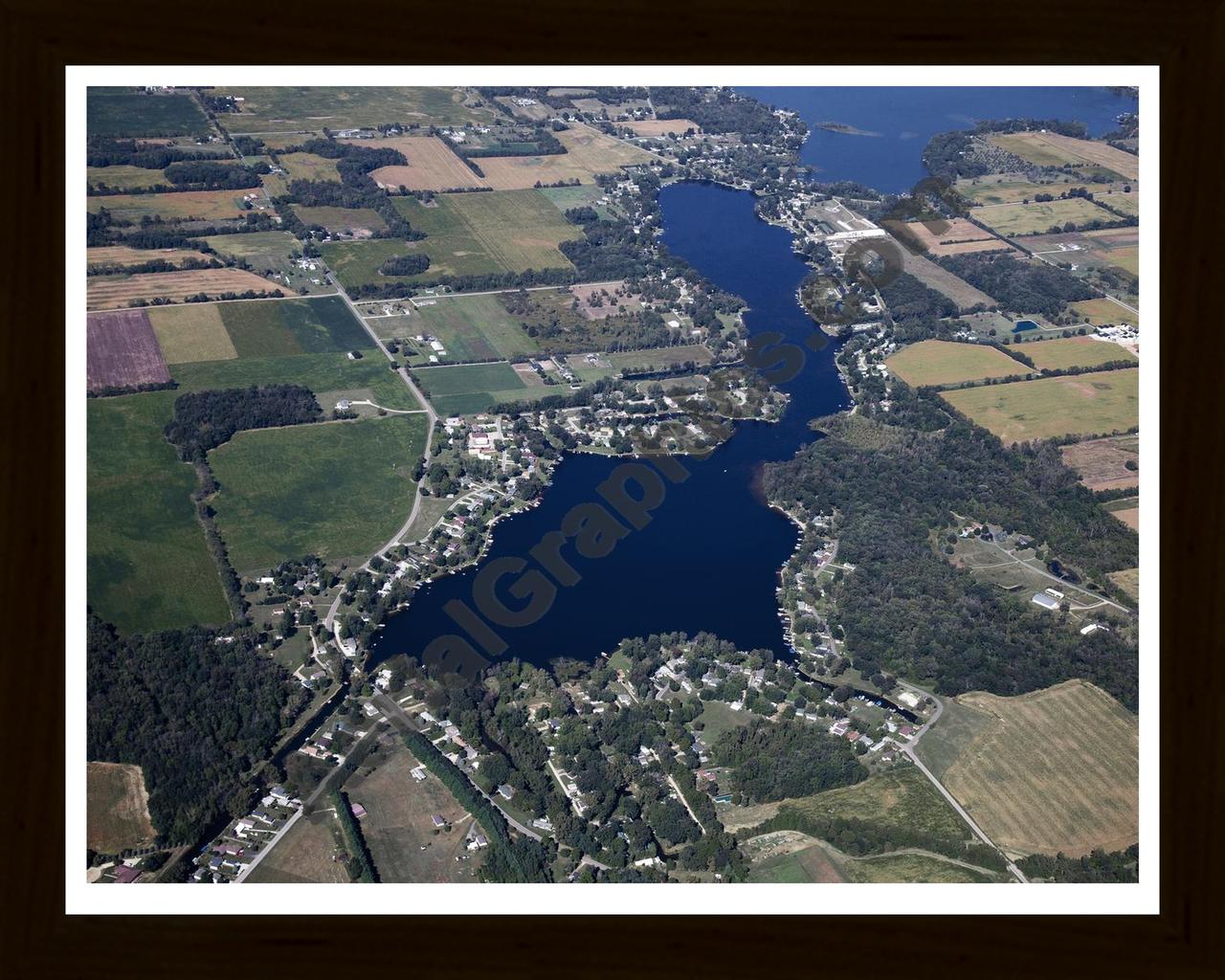 Aerial image of [5653] Lake Bartholomew in Branch, MI with Black Wood frame