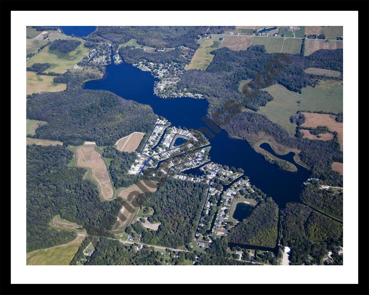 Aerial image of [5654] Long Lake, East in Branch, MI with Black Metal frame