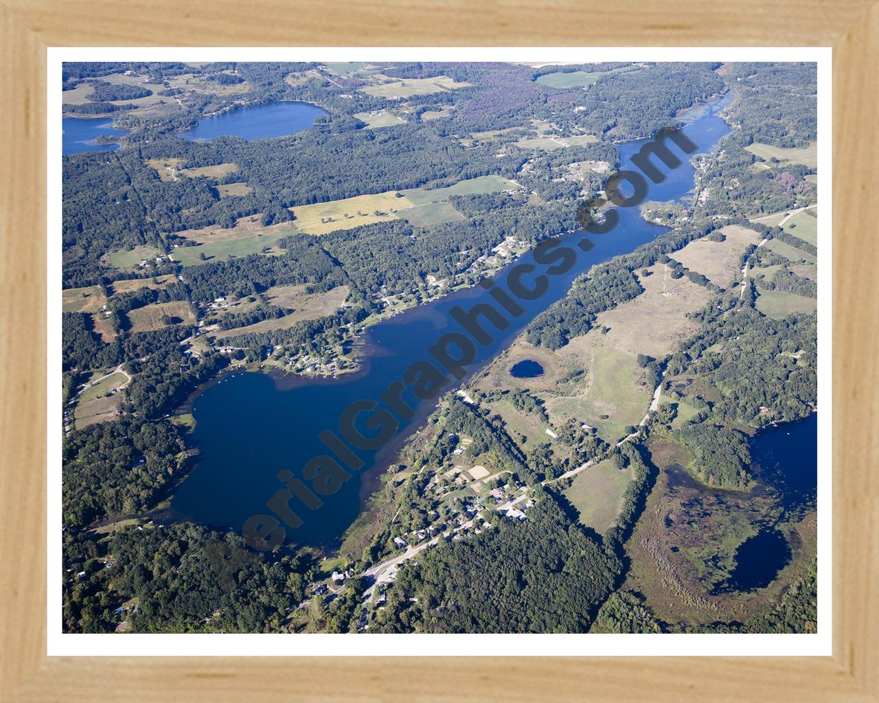 Aerial image of [5655] Long Lake in Barry, MI with Natural Wood frame