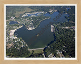 Aerial image of [5656] Monterey Lake in Allegan, MI with Natural Wood frame