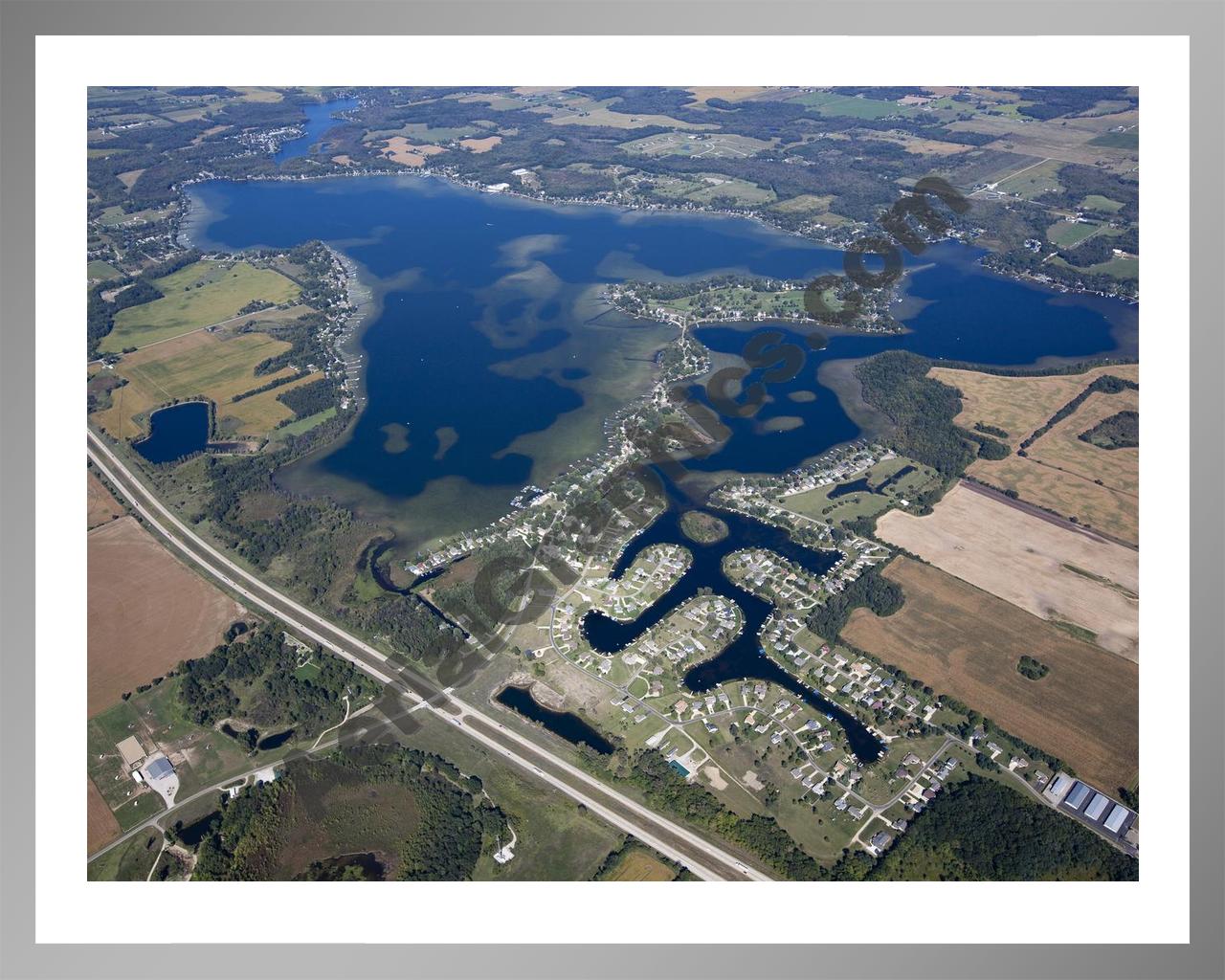 Aerial image of [5657] Coldwater Lake in Branch, MI with Silver Metal frame