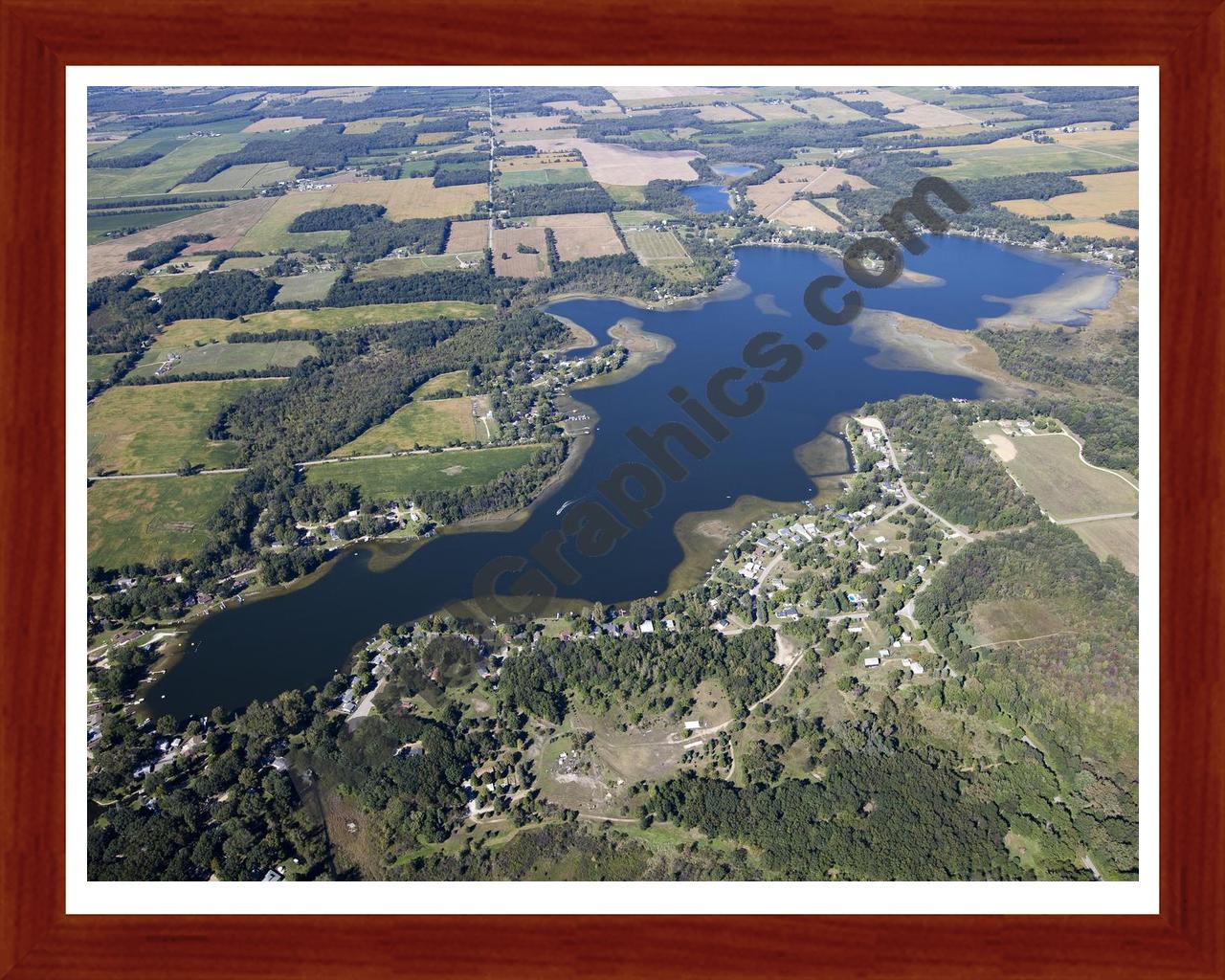 Aerial image of [5658] Lake of the Woods in Branch , MI with Cherry Wood frame