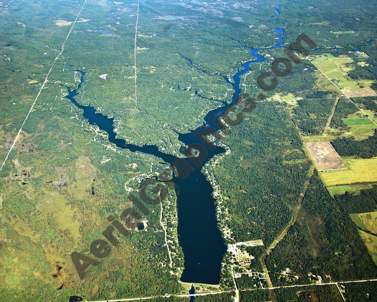 Aerial image of [5659] Secord Lake in Gladwin, MI with No frame