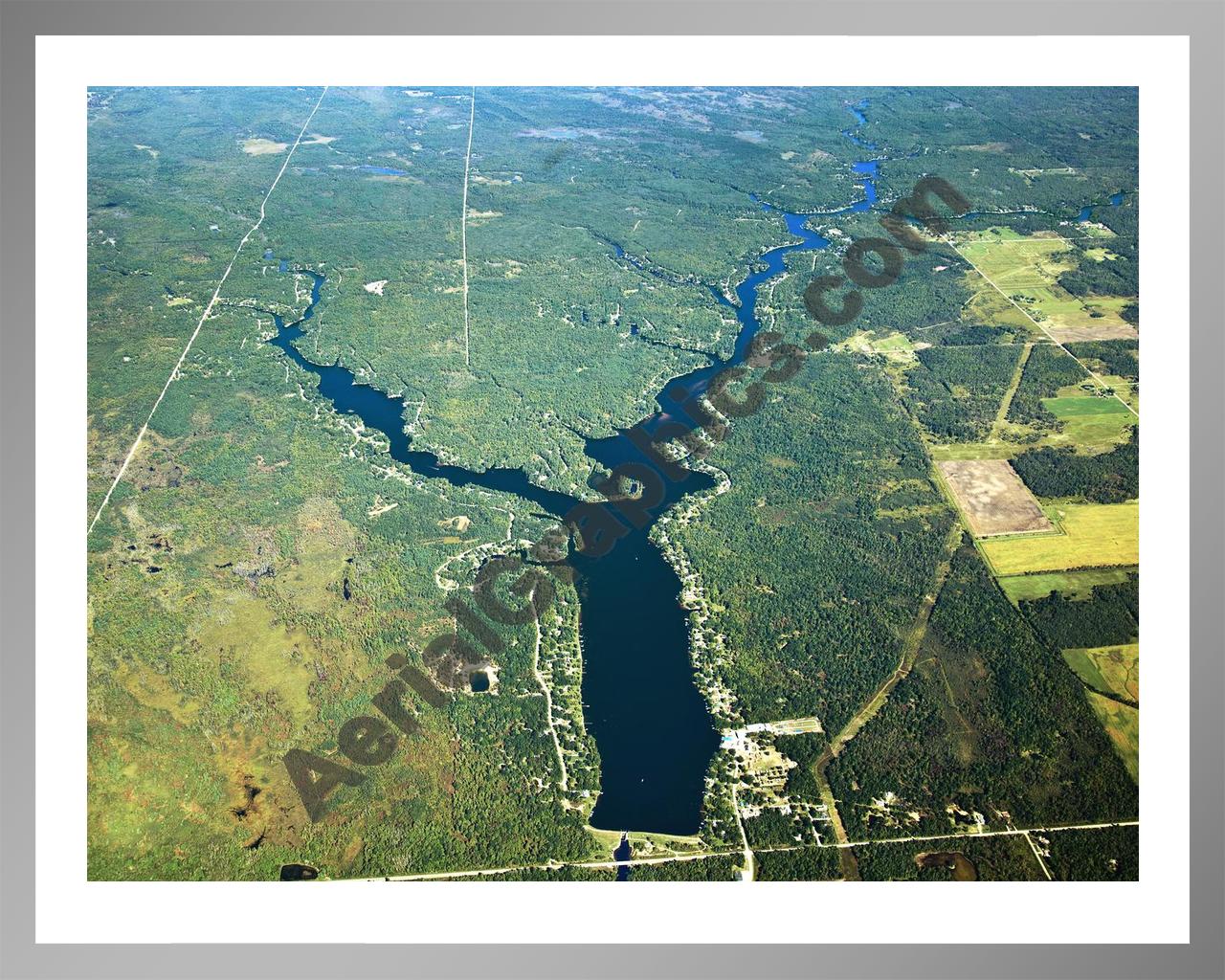 Aerial image of [5659] Secord Lake in Gladwin, MI with Silver Metal frame