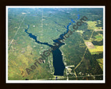 Aerial image of [5659] Secord Lake in Gladwin, MI with Black Wood frame