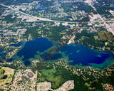 Aerial image of [5671] Lake Angelus in Oakland, MI with Canvas Wrap frame