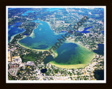 Aerial image of [5673] Cass Lake in Oakland, MI with Black Wood frame