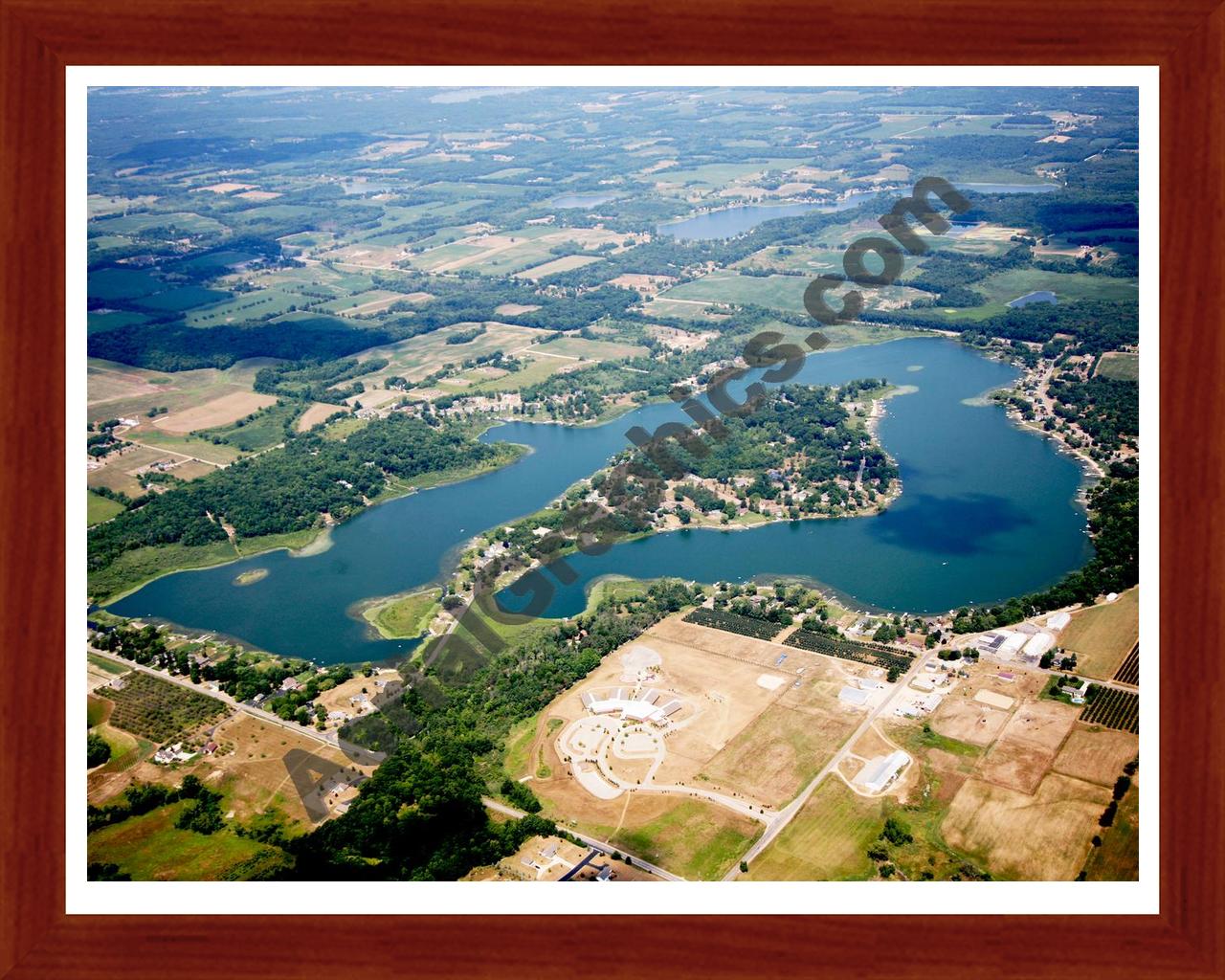 Aerial image of [5675] Murray Lake in Kent, MI with Cherry Wood frame