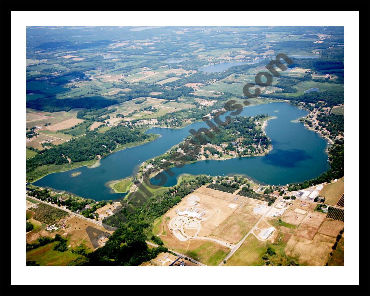 Aerial image of [5675] Murray Lake in Kent, MI with Black Metal frame