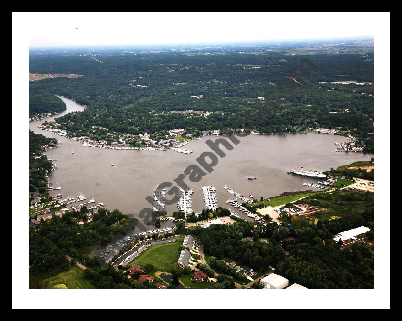 Aerial image of [5679] Kalamazoo Lake Saugatuck in Allegan, MI with Black Metal frame