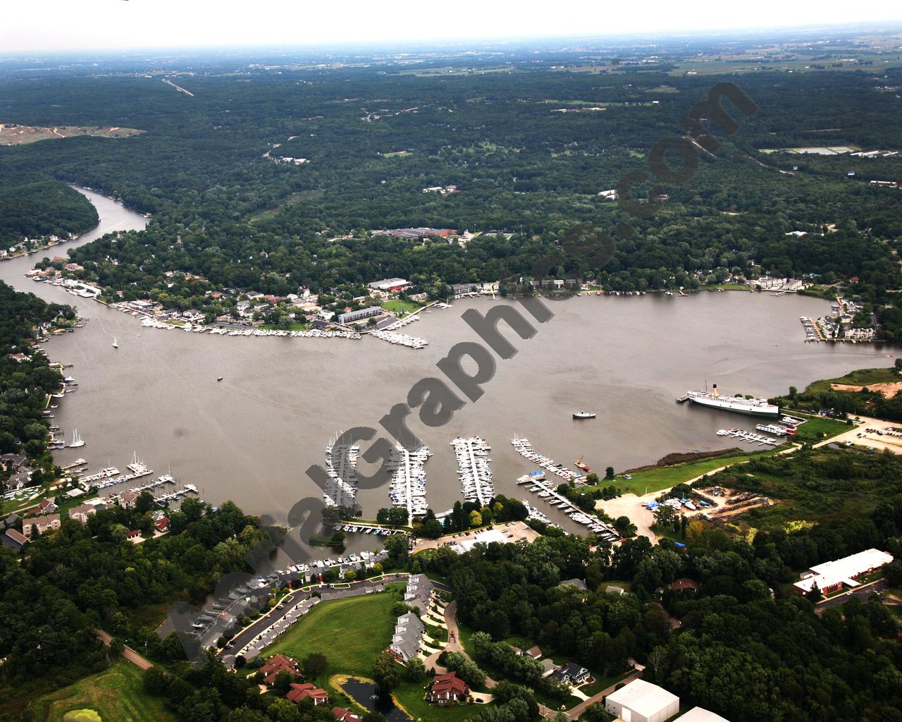 Aerial image of [5679] Kalamazoo Lake Saugatuck in Allegan, MI with Canvas Wrap frame