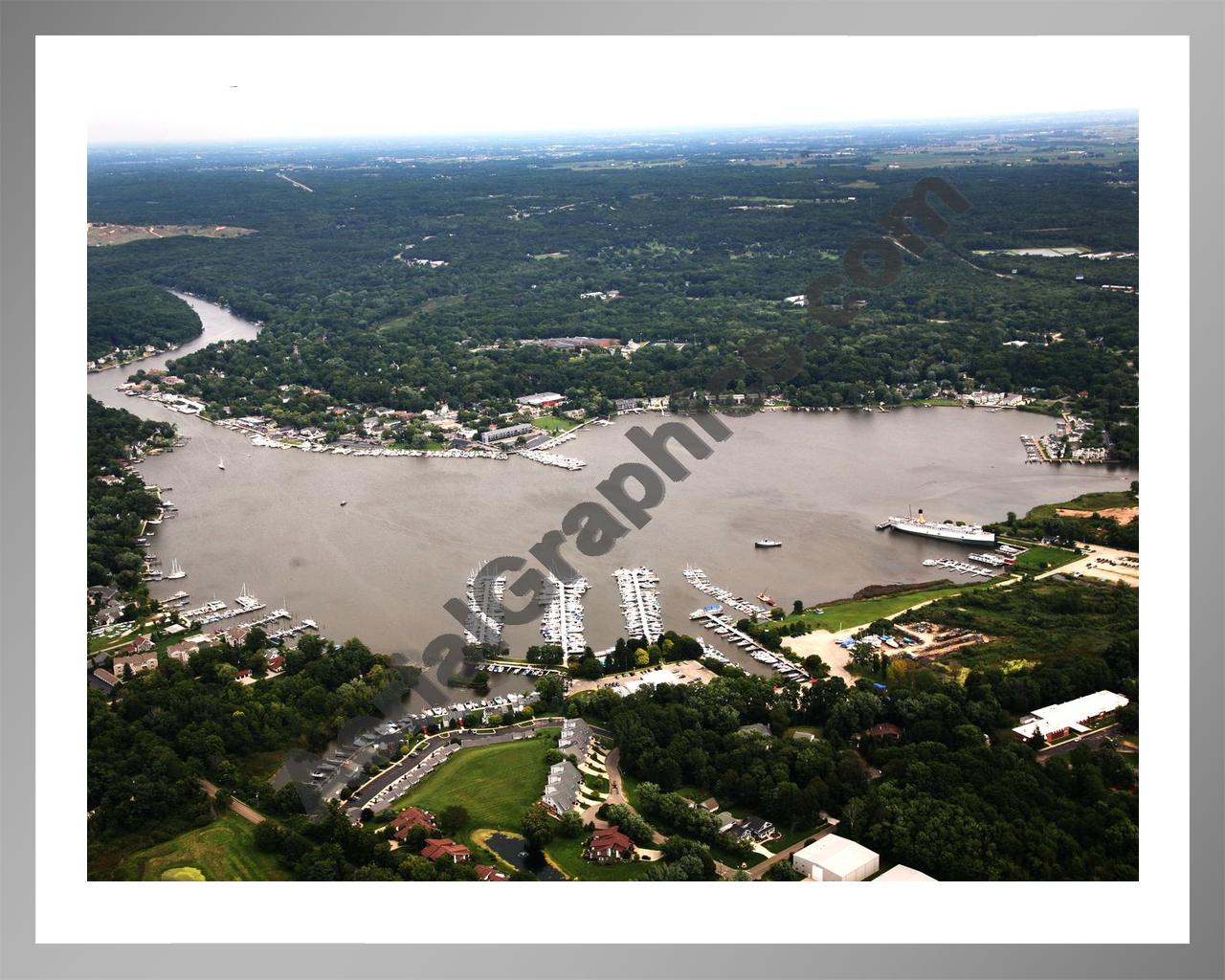 Aerial image of [5679] Kalamazoo Lake Saugatuck in Allegan, MI with Silver Metal frame