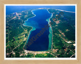 Aerial image of [5681] Crystal Lake in Benzie, MI with Natural Wood frame