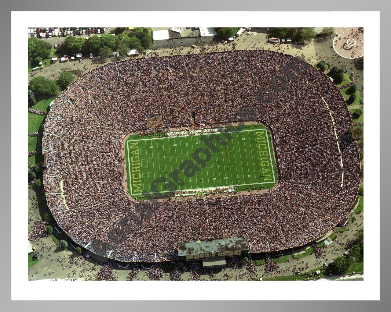 Aerial image of [5682] Michigan Stadium in Washtenaw, MI with Silver Metal frame