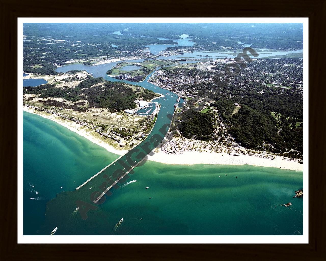 Aerial image of [5685] Grand Haven in Ottawa, Mi with Black Wood frame