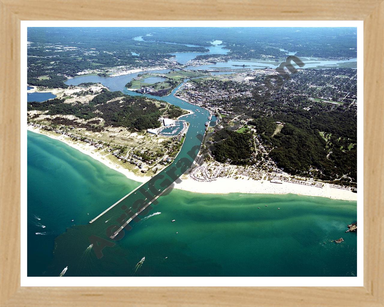 Aerial image of [5685] Grand Haven in Ottawa, Mi with Natural Wood frame