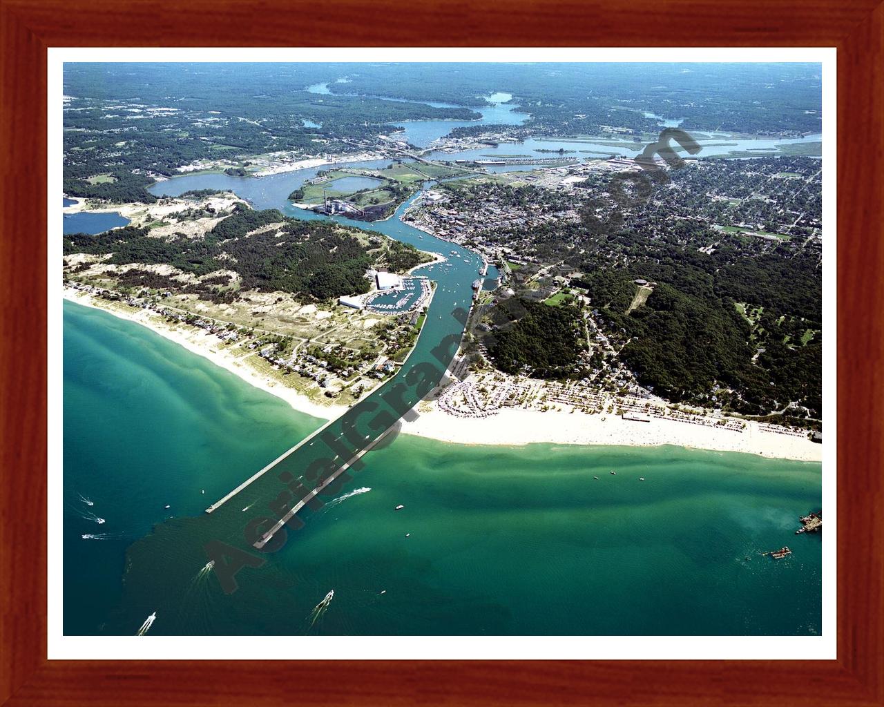 Aerial image of [5685] Grand Haven in Ottawa, Mi with Cherry Wood frame