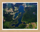 Aerial image of [5686] Dragon Lake in Branch, MI with Natural Wood frame