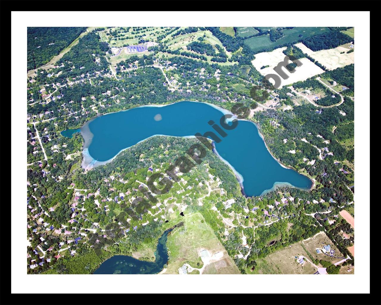 Aerial image of [5689] Dunham Lake in Oakland, MI with Black Metal frame